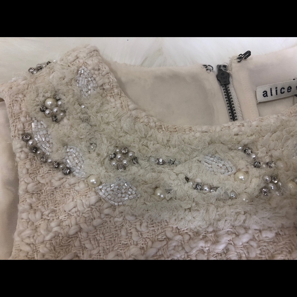 Alice + Olivia Haven Embellished ivory Tweed Dress - Picture 6 of 8